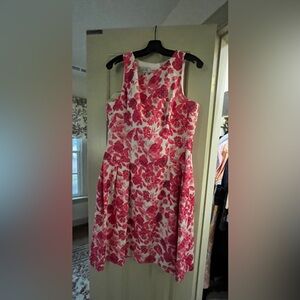 Floral Sleeveless Dress - Red and White